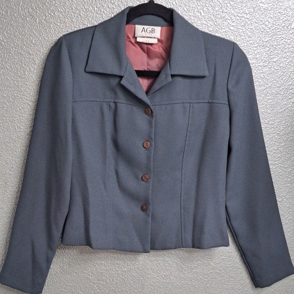 Vintage AGB Olive Green Cropped Jacket  Size 4P - Picture 1 of 9